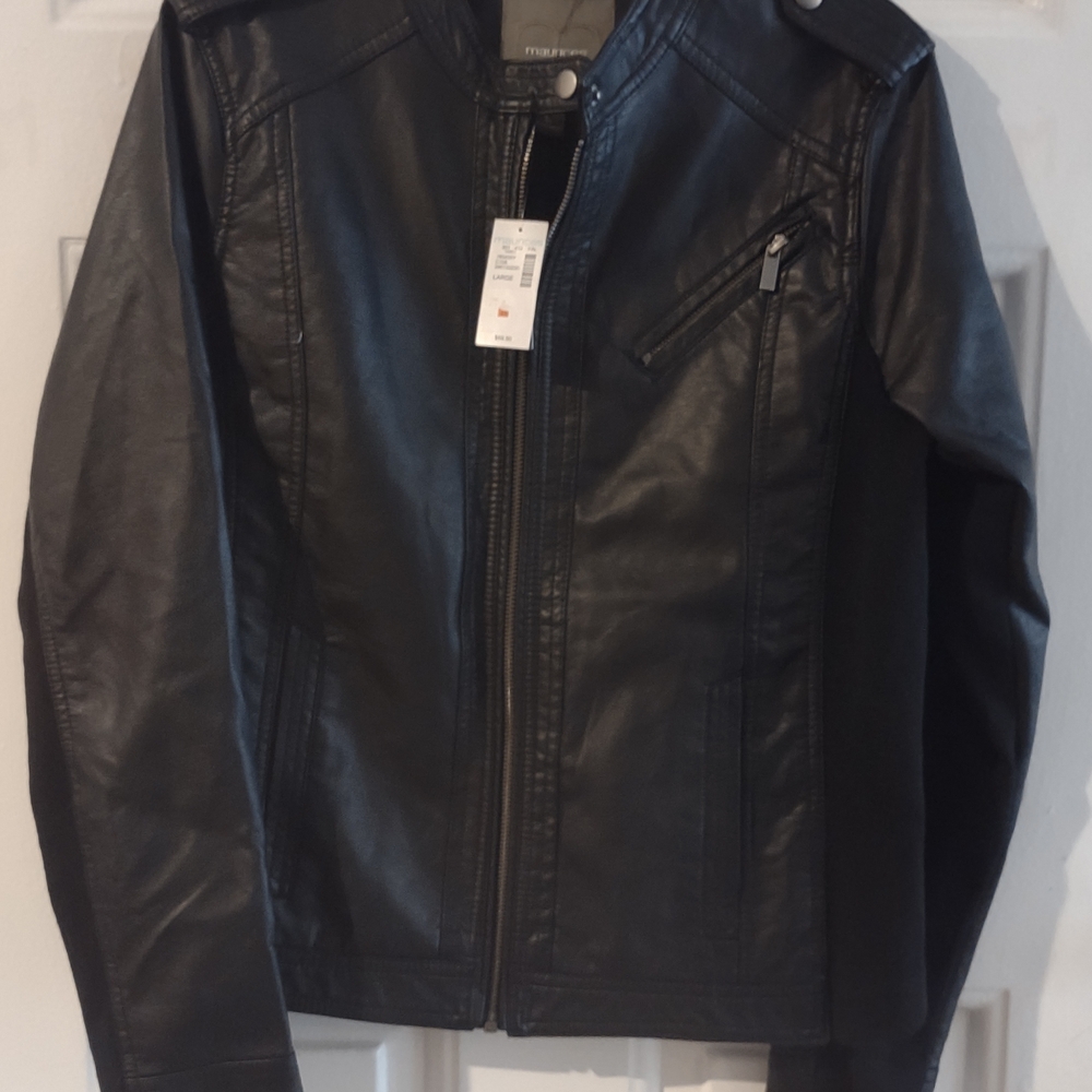 New Warm, Classic, Maurices Black Faux Leather Jacket - Picture 9 of 9